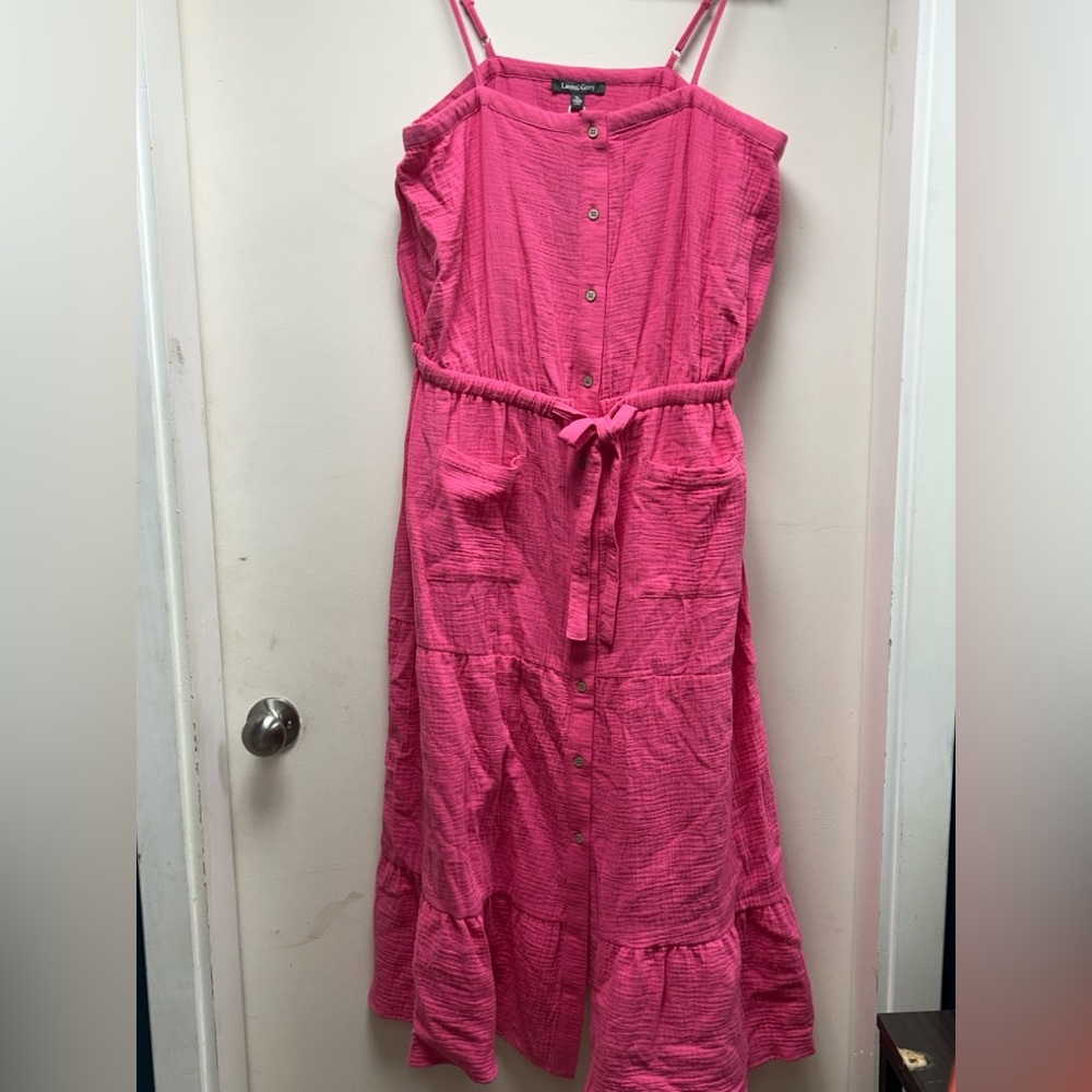 Chic Pink Button-Front Maxi Dress